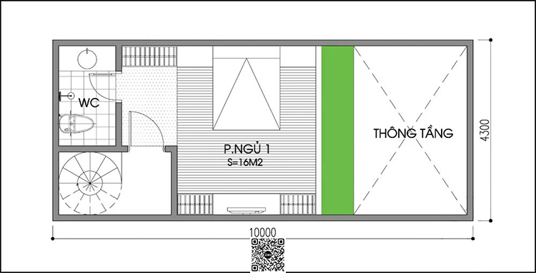 mặt bằng kiến trúc nhà phố 43m2