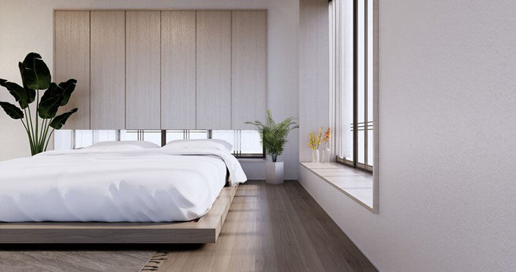 trang trí nội thất phòng ngủ kiểu nhật tối giản