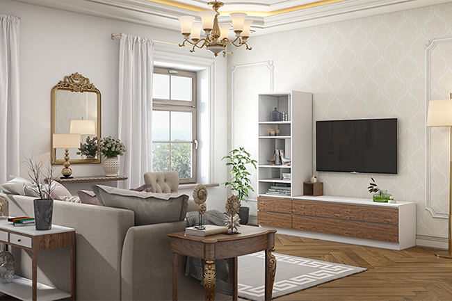 top mẫu nội thất phòng khách phong cách tân cổ điển hiện đại