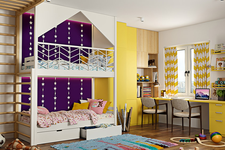 Thiết kế thi công nội thất phòng ngủ màu tím đẹp