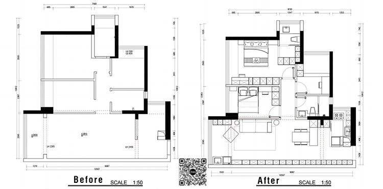 cải tạo nội thất phòng khách căn hộ 96m2 2 phòng ngủ đẹp