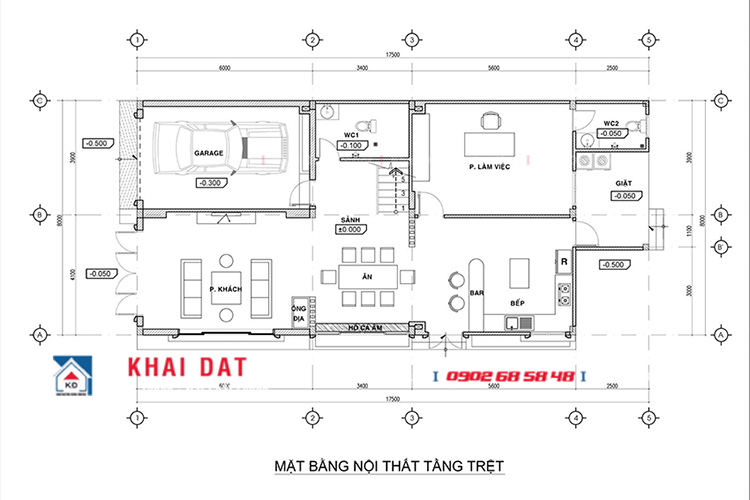 Thiết kế thi công mặt bằng kiến trúc nội thất ngôi biệt thự