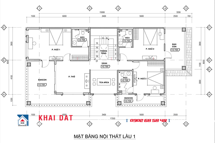 Thiết kế thi công mặt bằng kiến trúc nội thất ngôi biệt thự