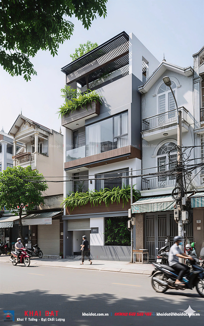 mẫu mặt tiền nhà phố ngang 5m tại quận 11 đẹp