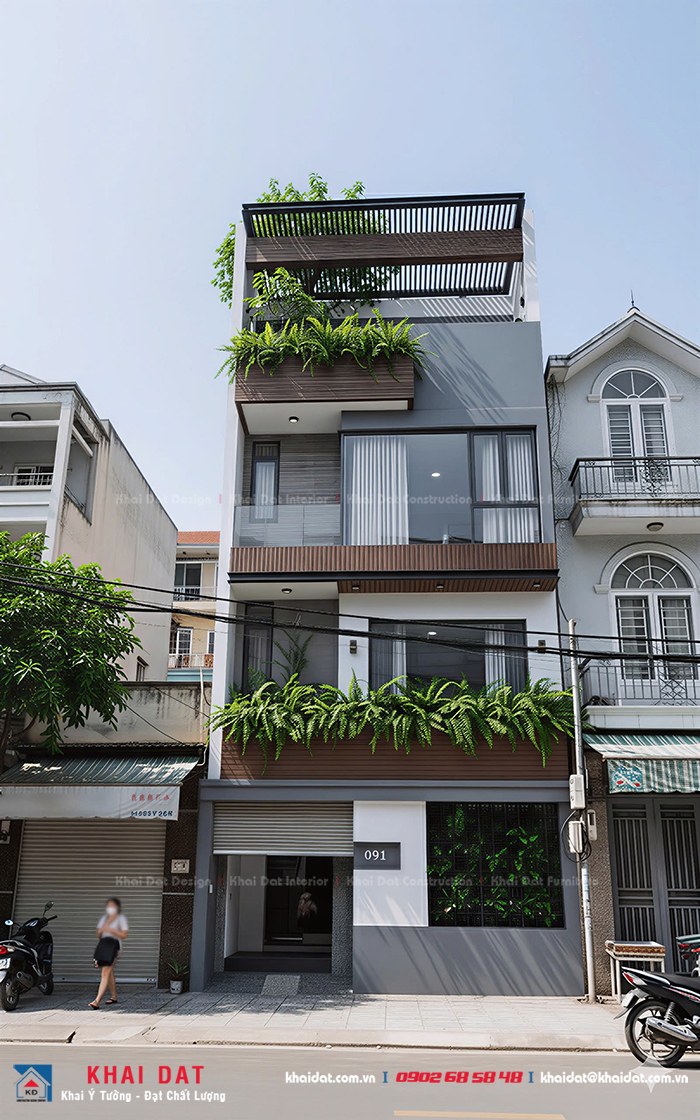mẫu mặt tiền nhà phố ngang 5m tại quận 11 đẹp