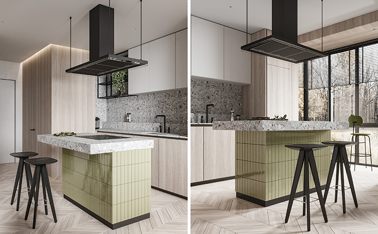 Thiết kế thi công trang trí nội thất phòng khách liền kế bếp ăn căn hộ studio hiện đại phong cách châu Âu đẹp nhất 2026