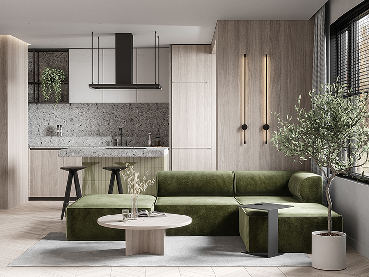 Thiết kế thi công trang trí nội thất phòng khách căn hộ studio hiện đại phong cách châu Âu đẹp nhất 2026