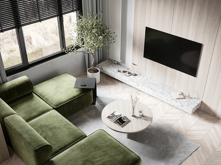 Thiết kế thi công trang trí nội thất phòng khách căn hộ studio hiện đại phong cách châu Âu đẹp nhất 2026