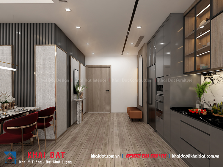 Thiết kế Nội thất phòng khách liền kế bếp cho căn hộ Vinhomes Central Park