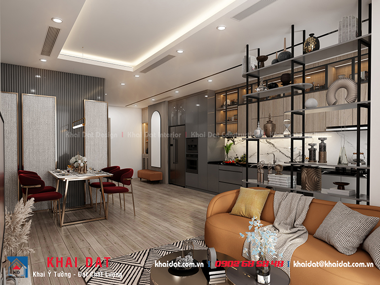 Thiết kế Nội thất phòng khách liền kế bếp cho căn hộ Vinhomes Central Park