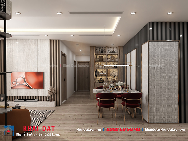 Thiết kế Nội thất phòng khách liền kế bếp cho căn hộ Vinhomes Central Park