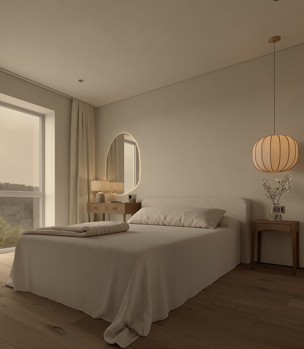 Gương trang điểm phòng ngủ tích hợp đèn nền