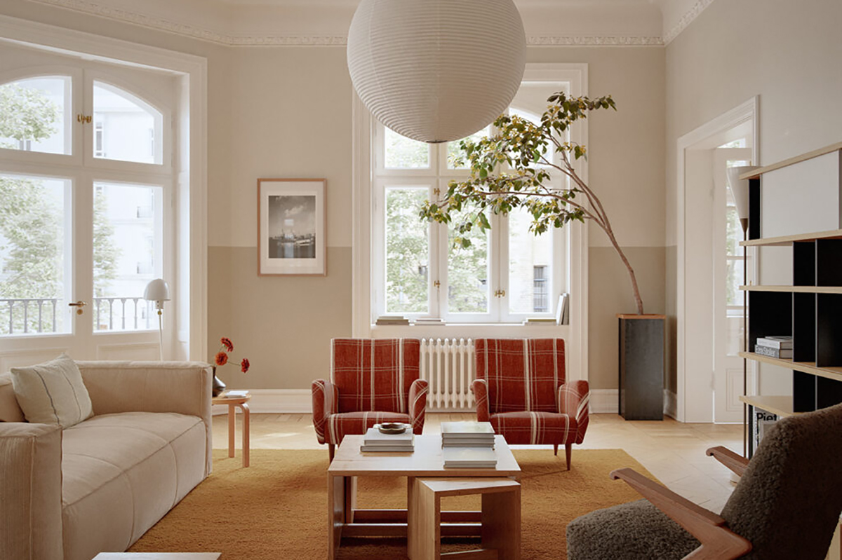 Không gian phòng khách căn hộ tràn ánh sáng tự nhiên, bố cục mở