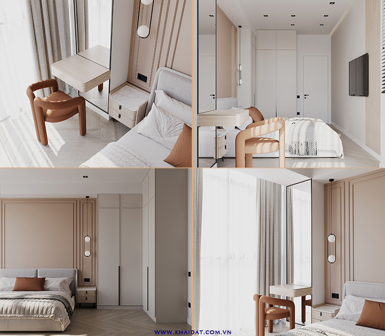 Thiết kế phòng ngủ căn hộ 97m² 2 phòng ngủ phong cách hiện đại, tối giản và ấm cúng