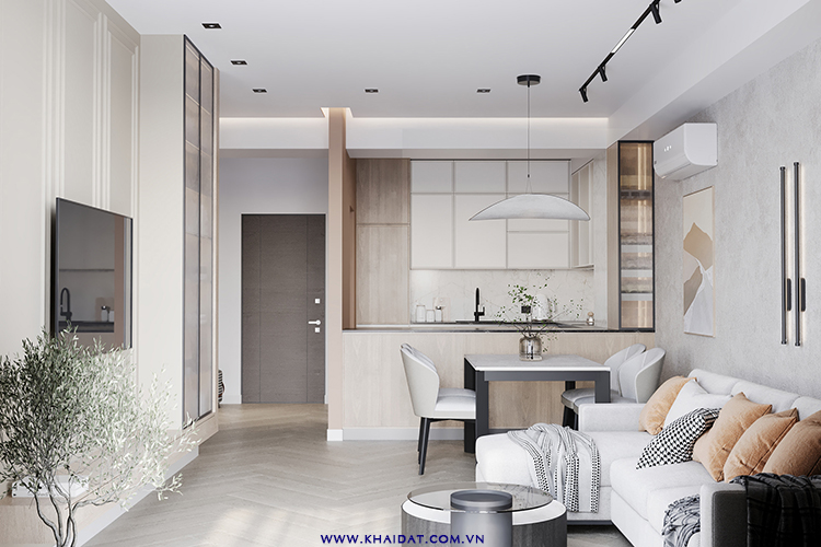 Thiết kế phòng khách căn hộ 97m² 2 phòng ngủ phong cách hiện đại, sang trọng và tinh tế