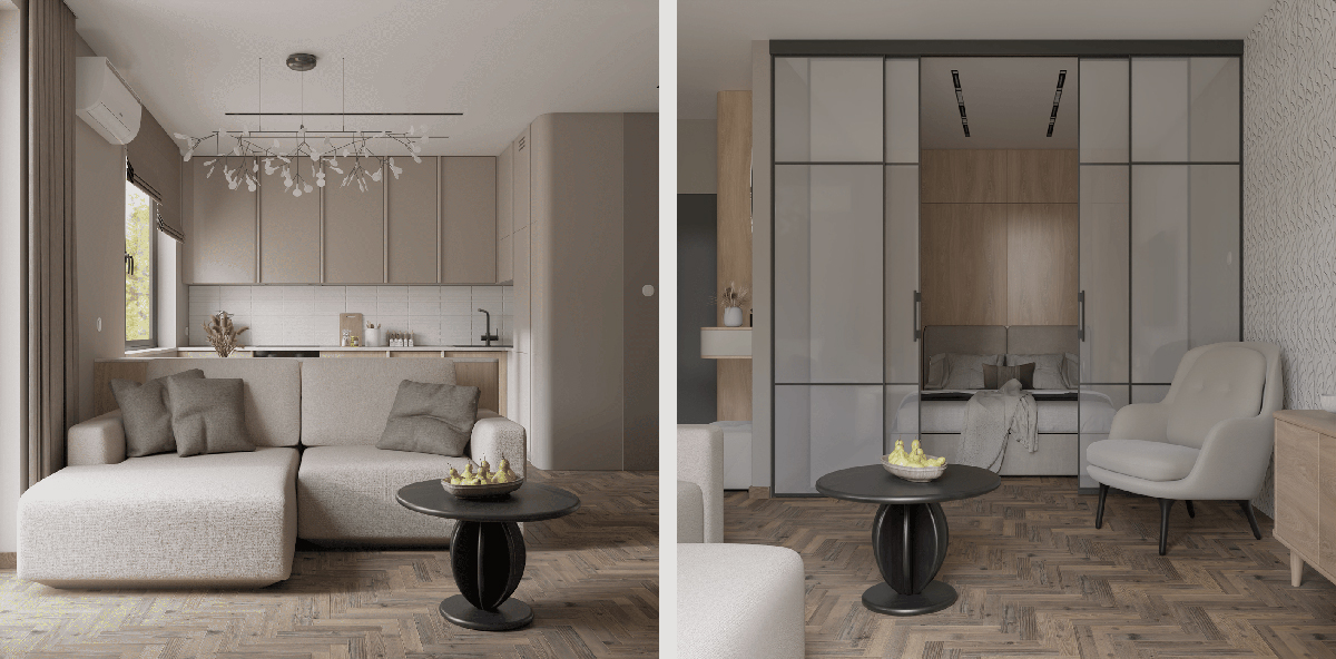 Mẫu căn hộ 40m² Scandinavian (Bắc Âu)