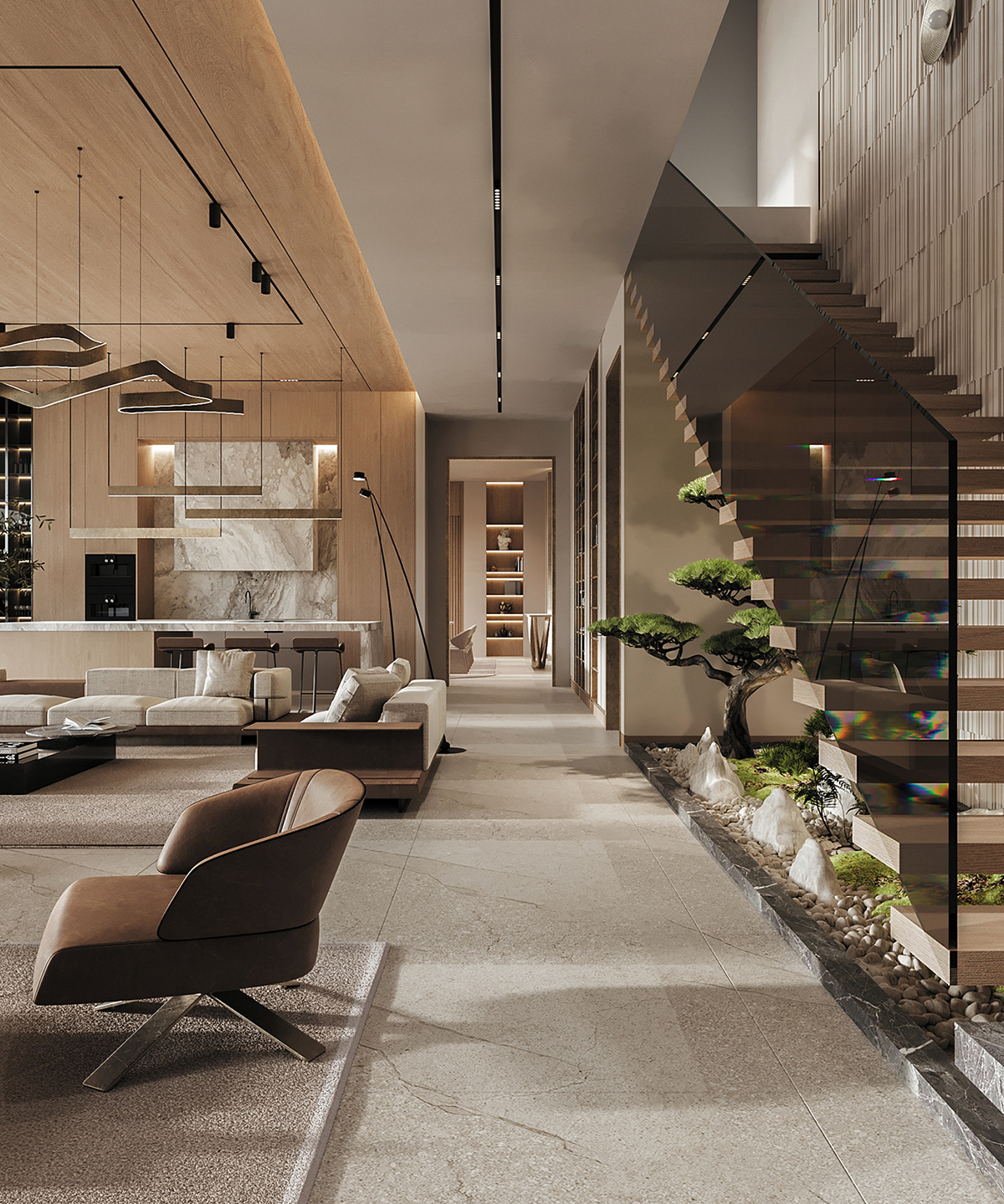  nhà phố có cầu thang kính đẹp