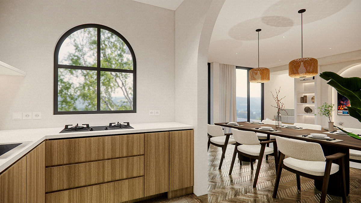 nội thất bếp gỗ cho nhà phố đẹp