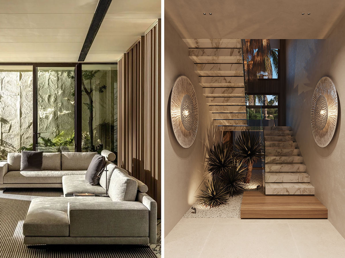 Nội thất nhà phố có kệ trang trí