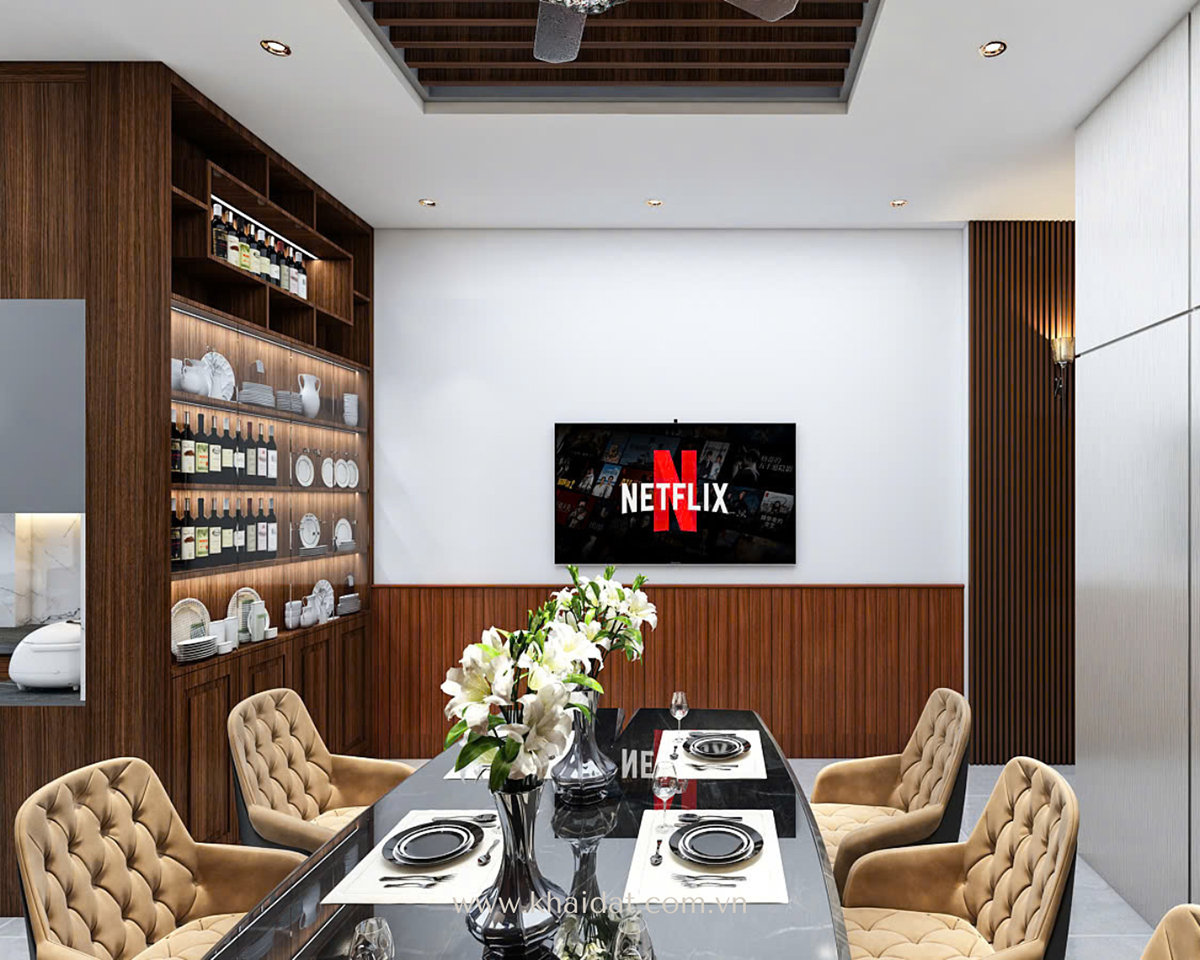 Nội Thất phòng bếp liền kề phòng khách đẹp hiện đại