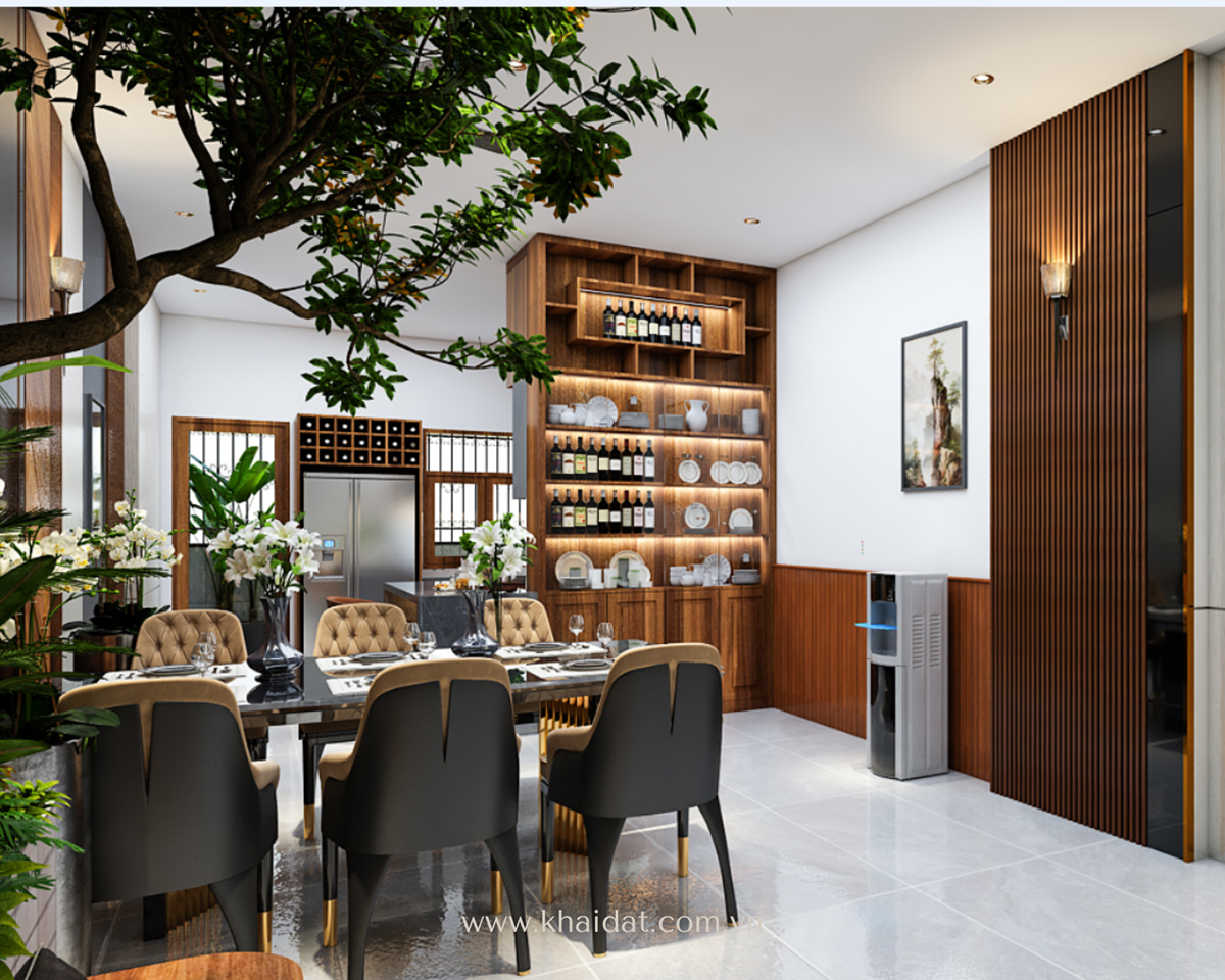 Nội Thất phòng bếp liền kề phòng khách đẹp hiện đại