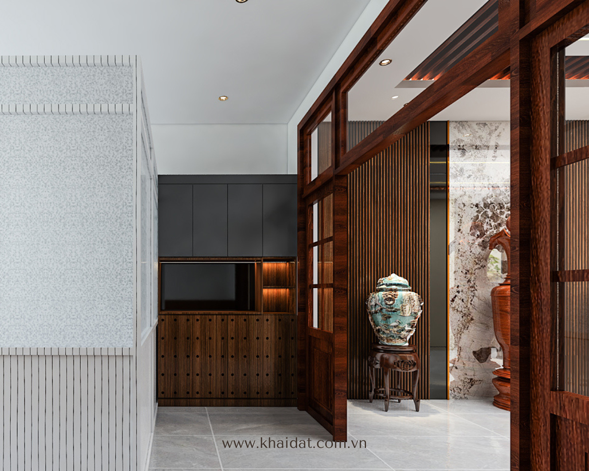 Nội Thất phòng bếp liền kề phòng khách đẹp hiện đại