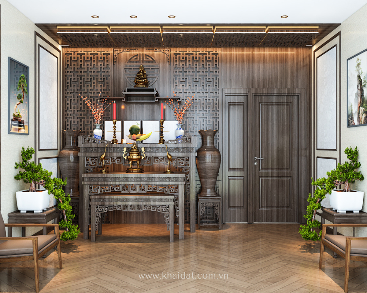 Trang trí nội thất phòng thờ trang nghiêm
