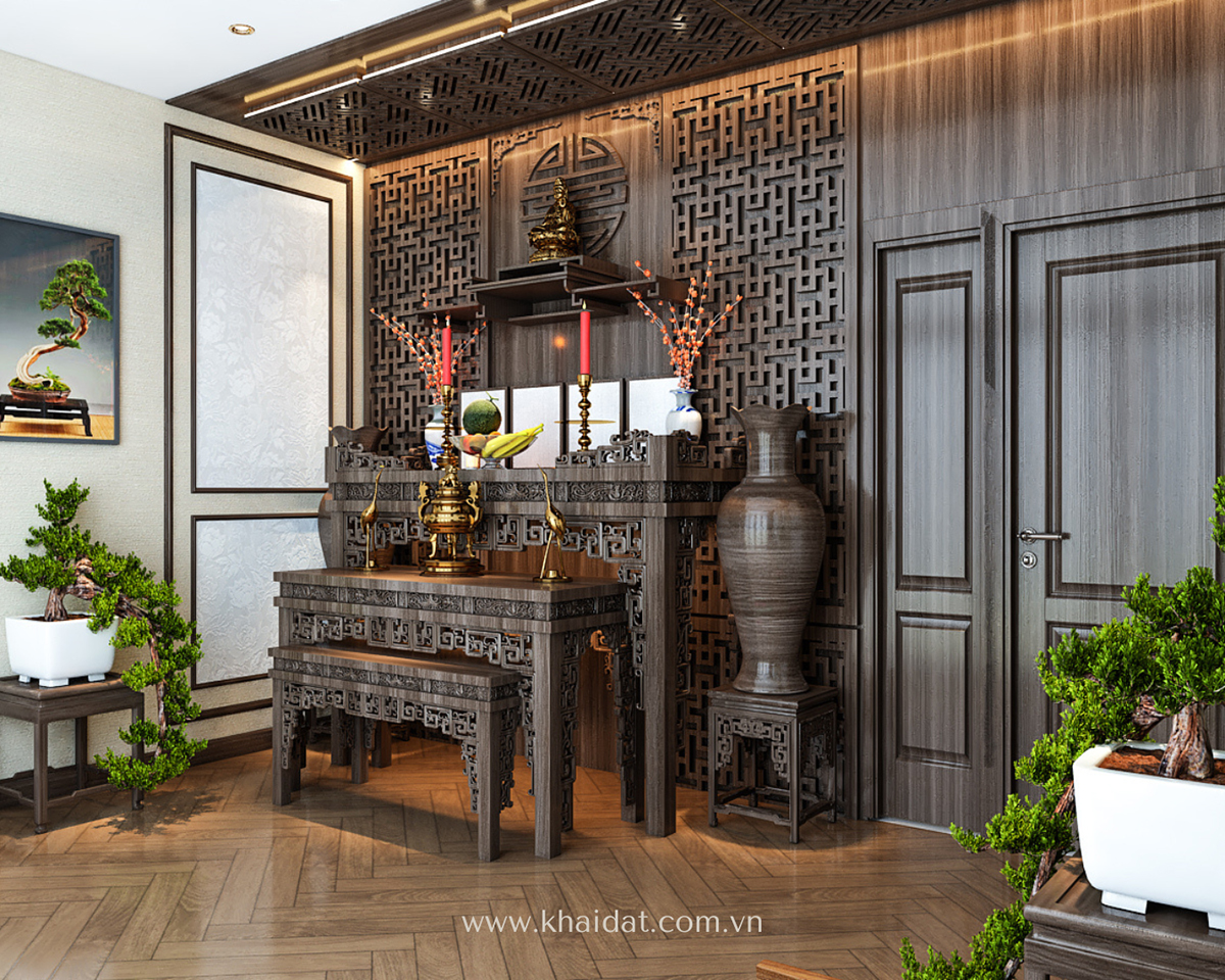 Trang trí nội thất phòng thờ trang nghiêm