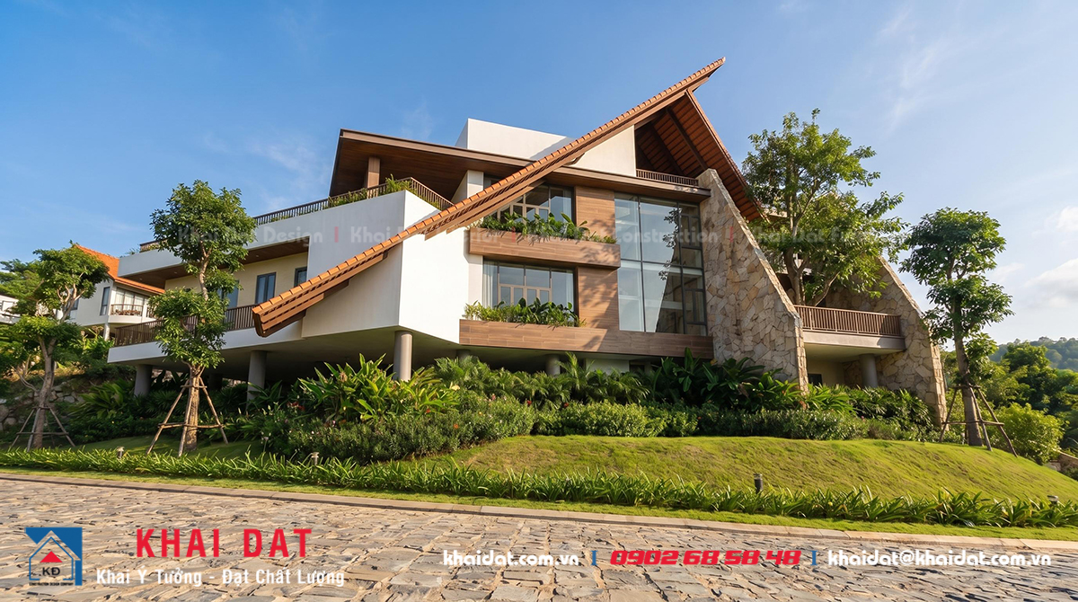 thiết kế villa hiện đại sân vườn