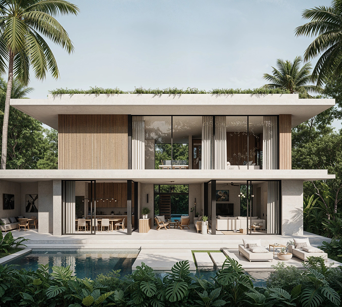 Biệt thự 2 tầng mặt tiền 12m phong cách luxury