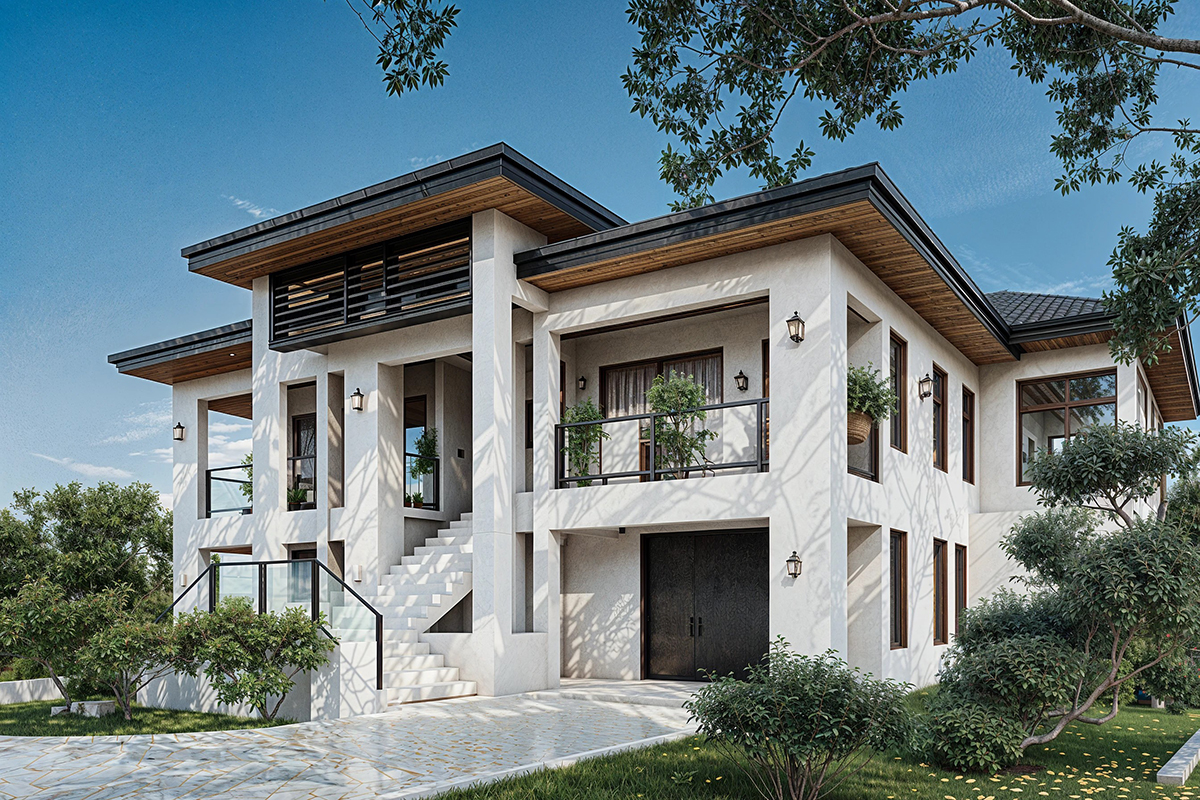 Mặt tiền biệt thự 3 tầng hiện đại tạo điểm nhấn bằng các mảng khối kiến trúc độc đáo Mẫu biệt thự 3 tầng hiện đại mặt tiền đẹp năm 2027