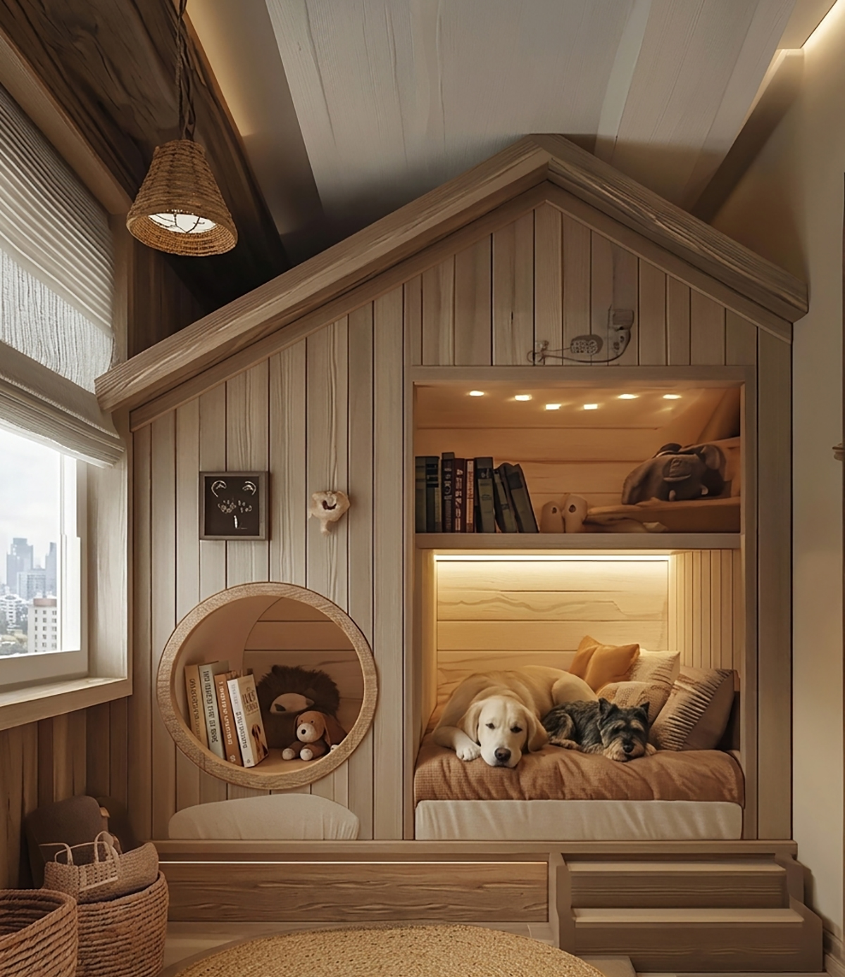 Villa cho chó bằng gỗ cao cấp phù hợp biệt thự sân vườn