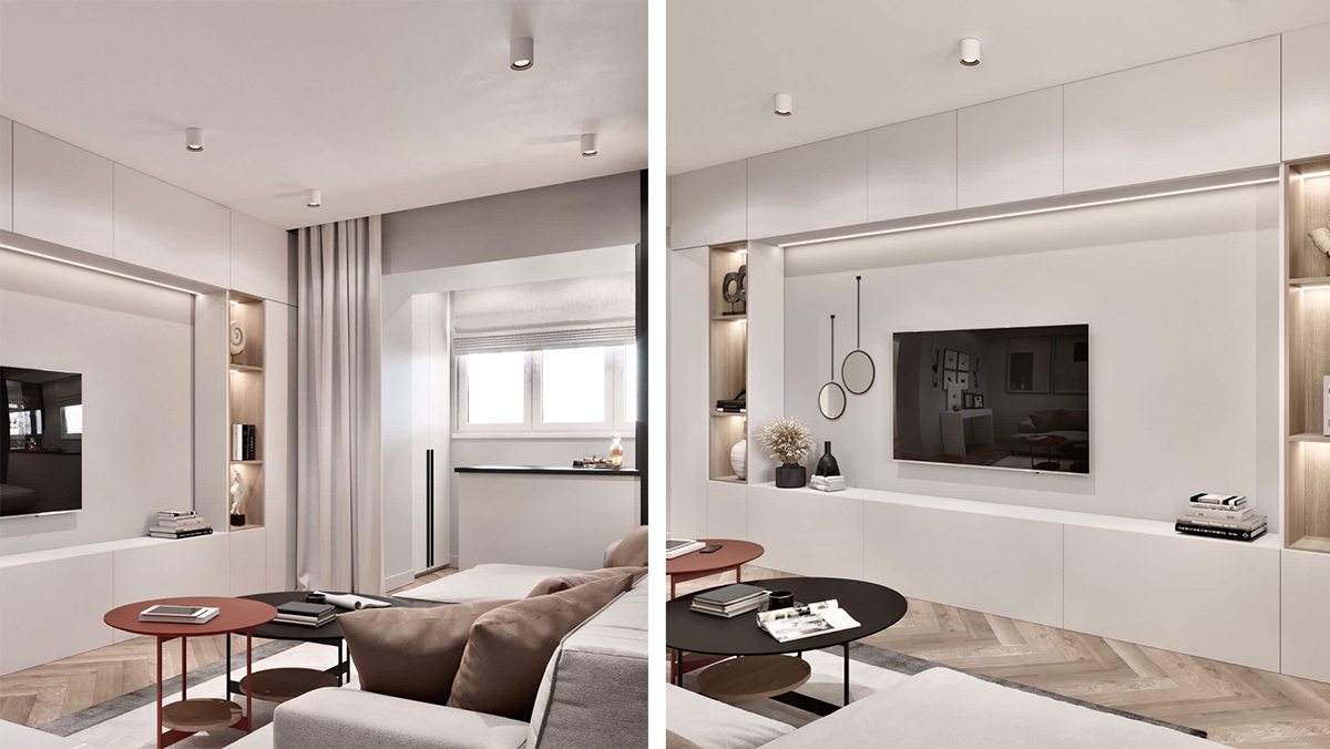 Thiết kế căn hộ chung cư 60m2 2 phòng ngủ