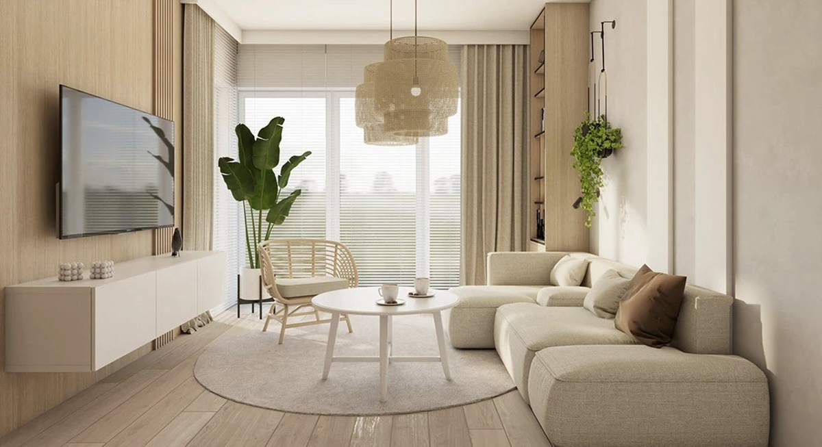 Thiết kế căn hộ chung cư 60m2 2 phòng ngủ