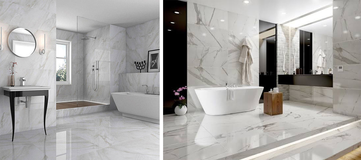 Phòng tắm đá Marble trắng