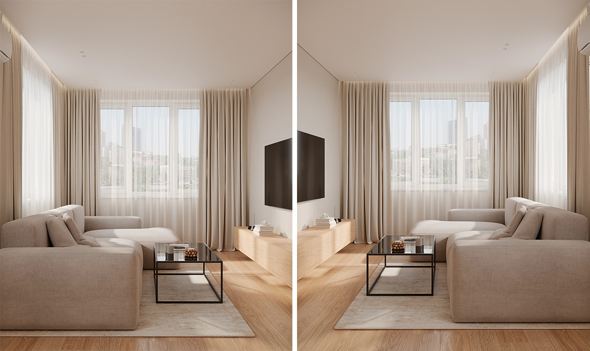 thiết kế nội thất căn hộ 2 phòng ngủ 70m²