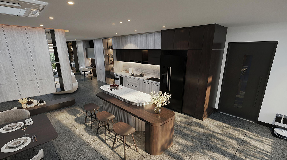 Thiết kế nội thất bếp ăn Penthouse