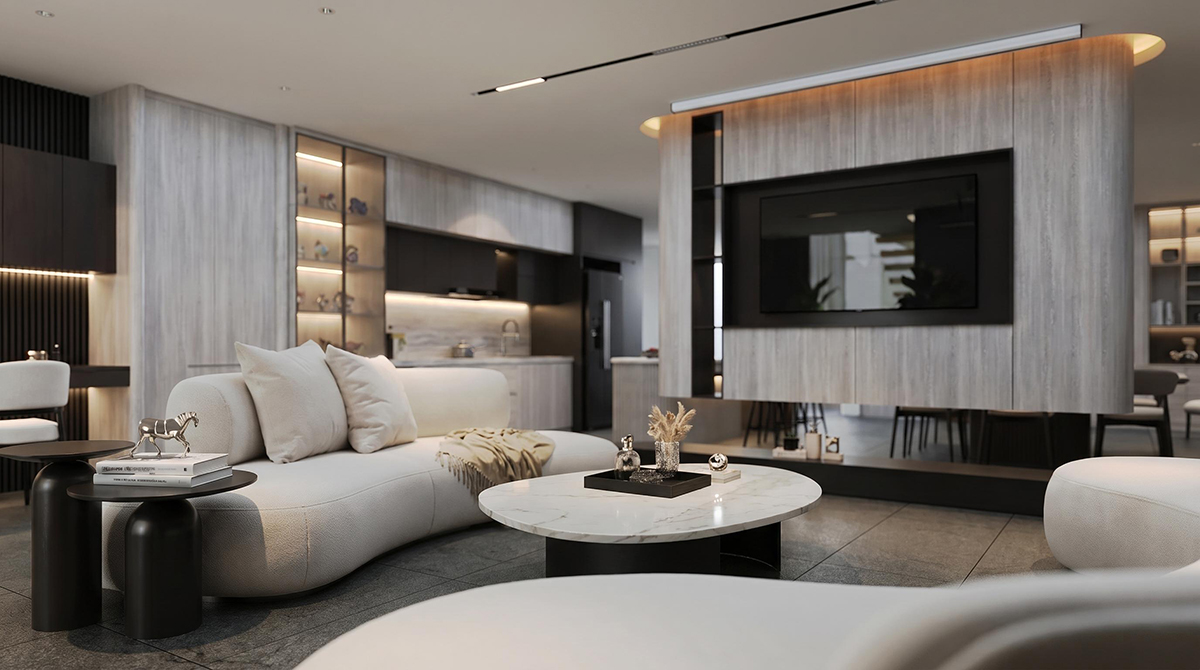 Thiết kế nội thất phòng khách Penthouse