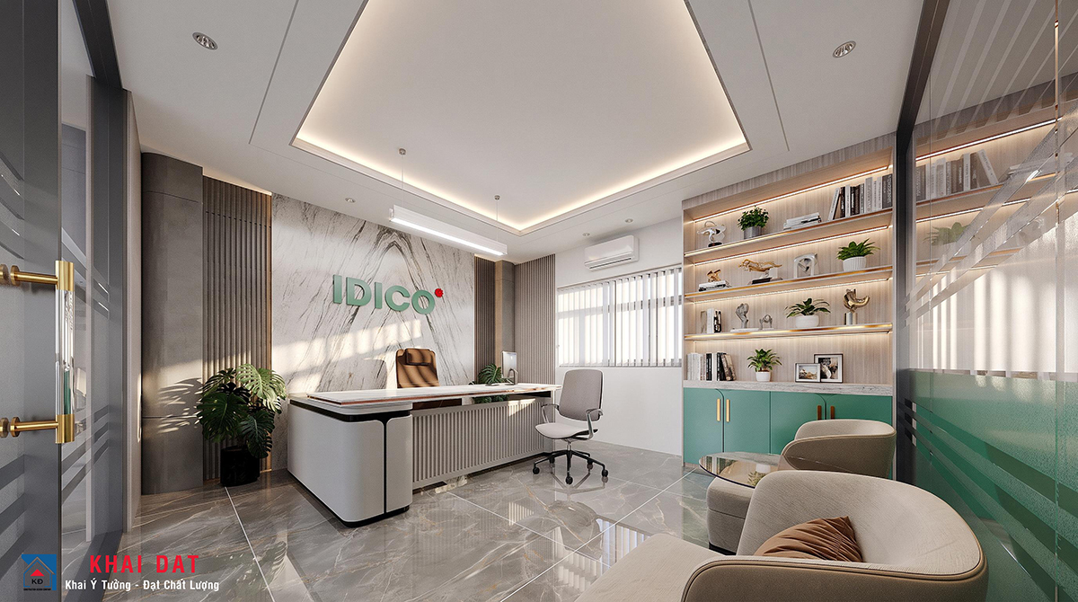 THIẾT KẾ NỘI THẤT VĂN PHÒNG IDICO :Phòng giám đốc