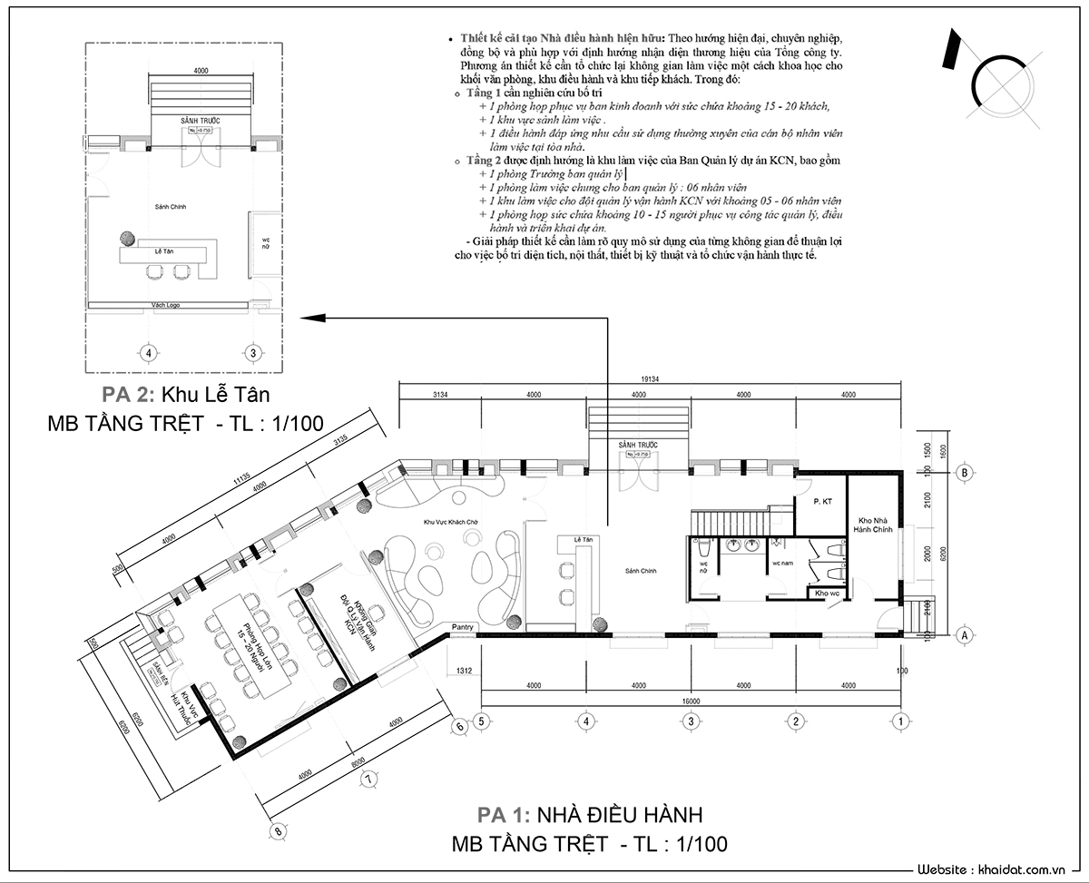 mặt bằng bố trí NỘI THẤT VĂN PHÒNG IDICO