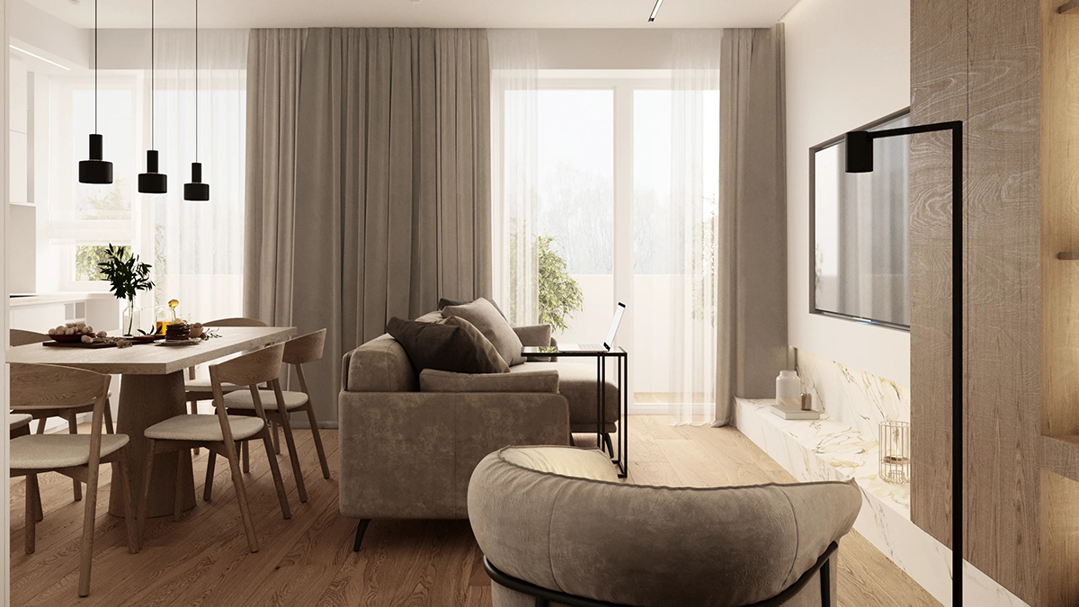 Nội thất căn hộ 69m2 phong cách hiện đại