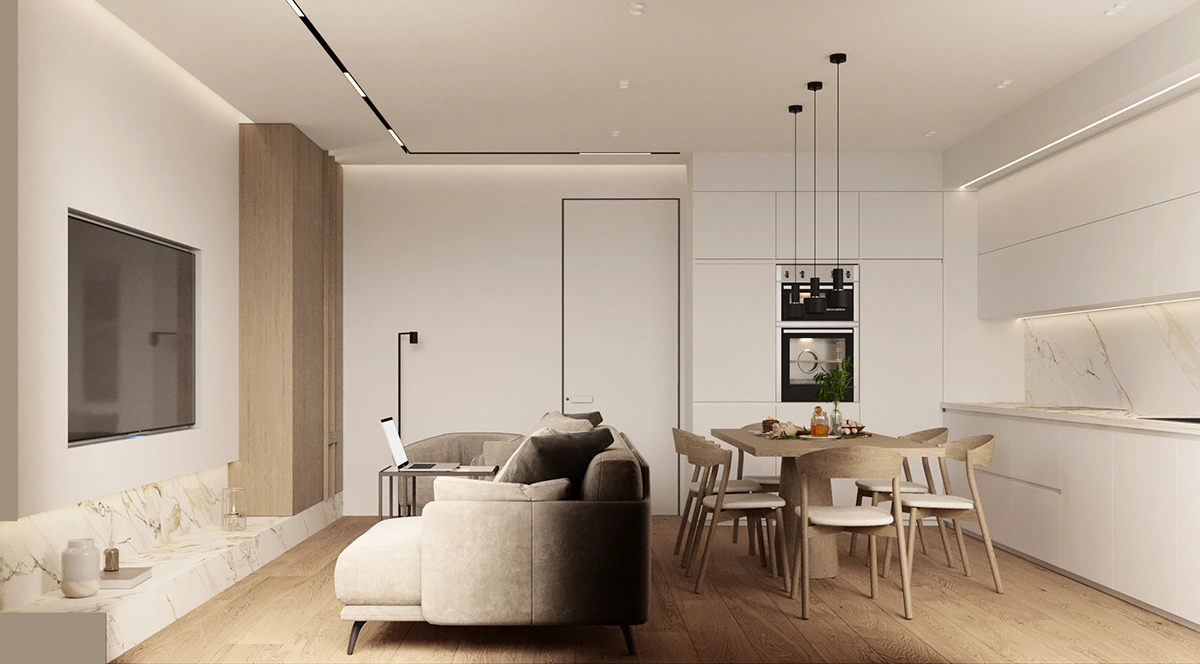 Nội thất căn hộ 69m2 phong cách hiện đại