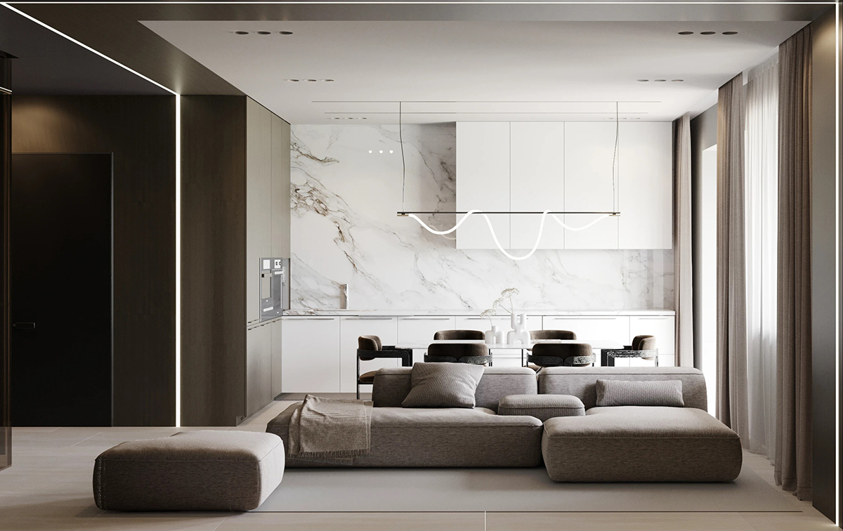 Nội thất căn hộ 69m2 phong cách hiện đại