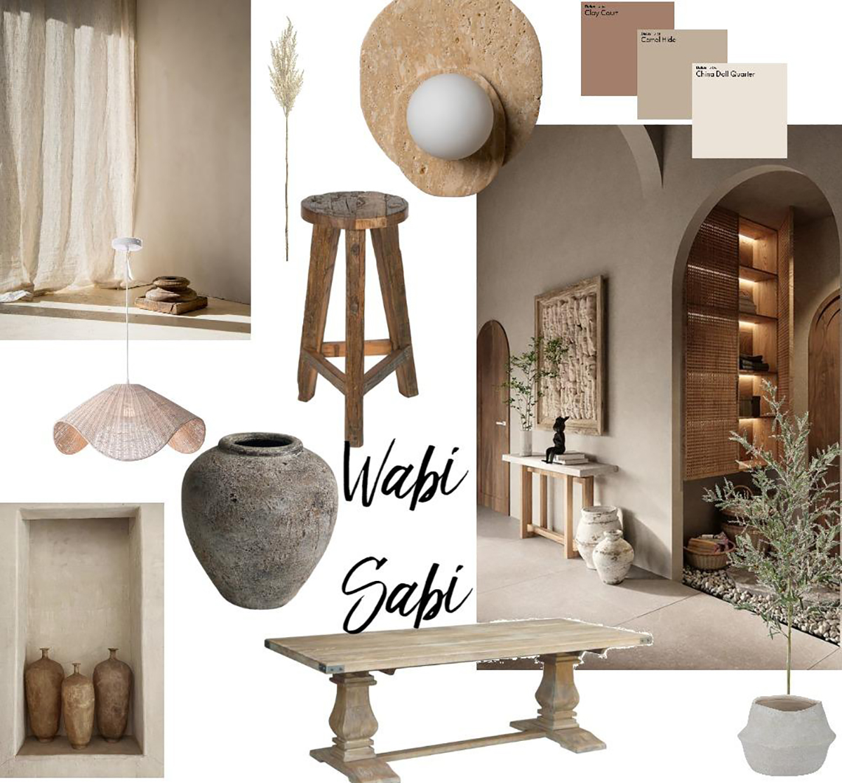bảng màu của phong cách Thiết kế nội thất căn hộ 70m² Japandi / Wabi-Sabi bảng màu của phong cách Thiết kế nội thất căn hộ 70m² Japandi / Wabi-Sabi
