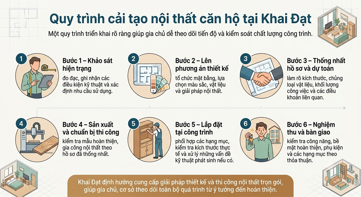 Quy trình cải tạo nội thất căn hộ tại Khai Đạt
