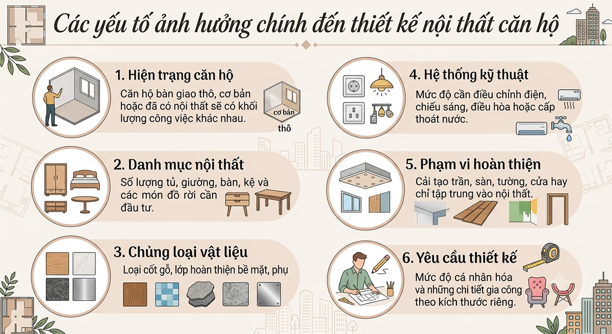 Chi phí cải tạo nội thất căn hộ 70m²