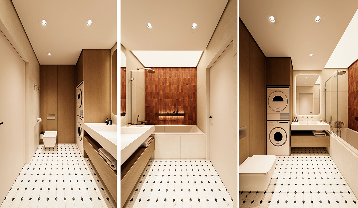 thiết kế và cải tạo nội thất phòng tắm căn hộ 70m²