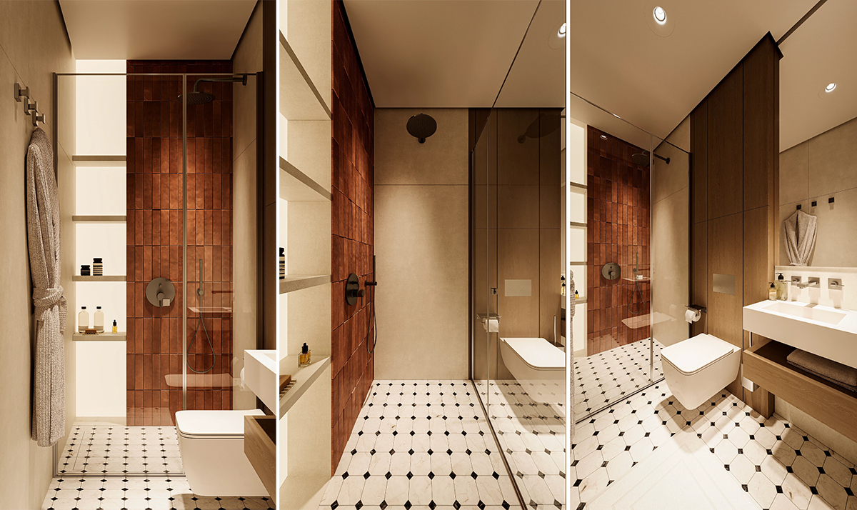 thiết kế và cải tạo nội thất phòng tắm căn hộ 70m²
