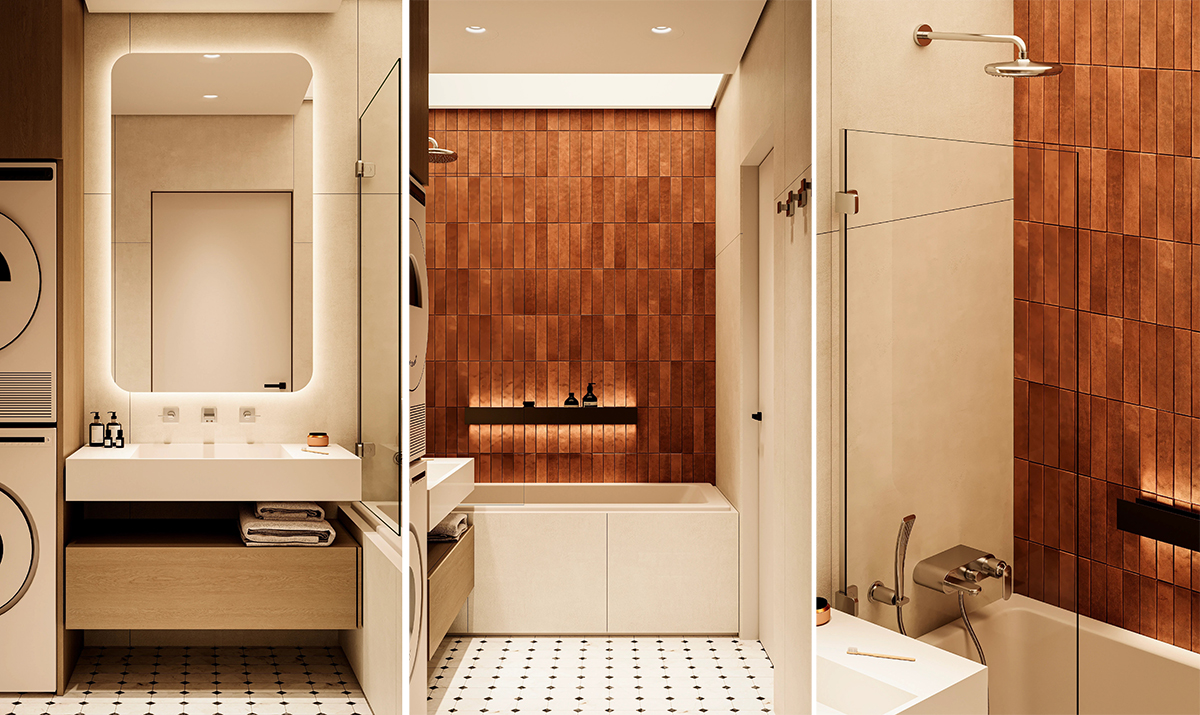 thiết kế và cải tạo nội thất phòng tắm căn hộ 70m²