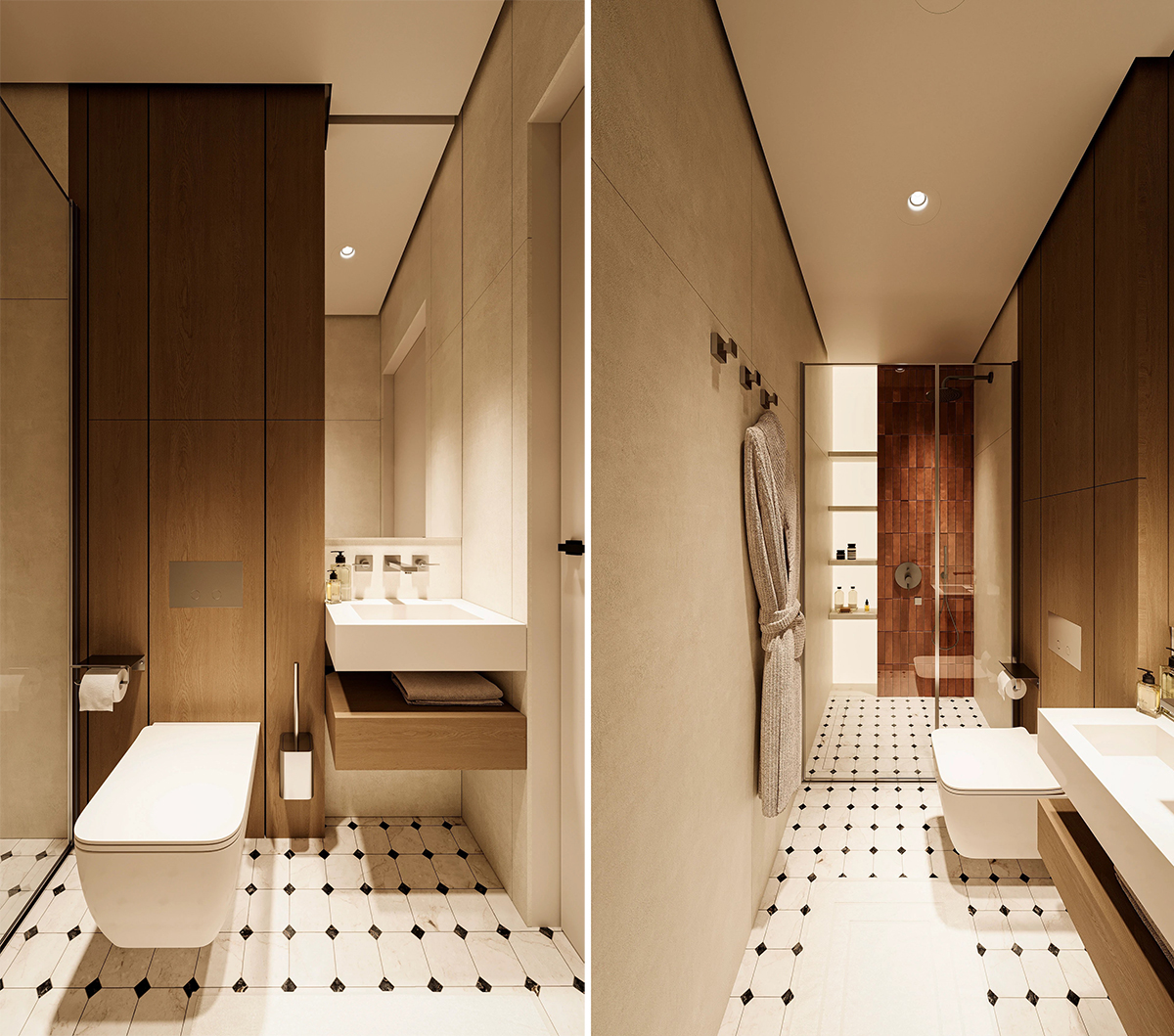 thiết kế và cải tạo nội thất phòng tắm căn hộ 70m²